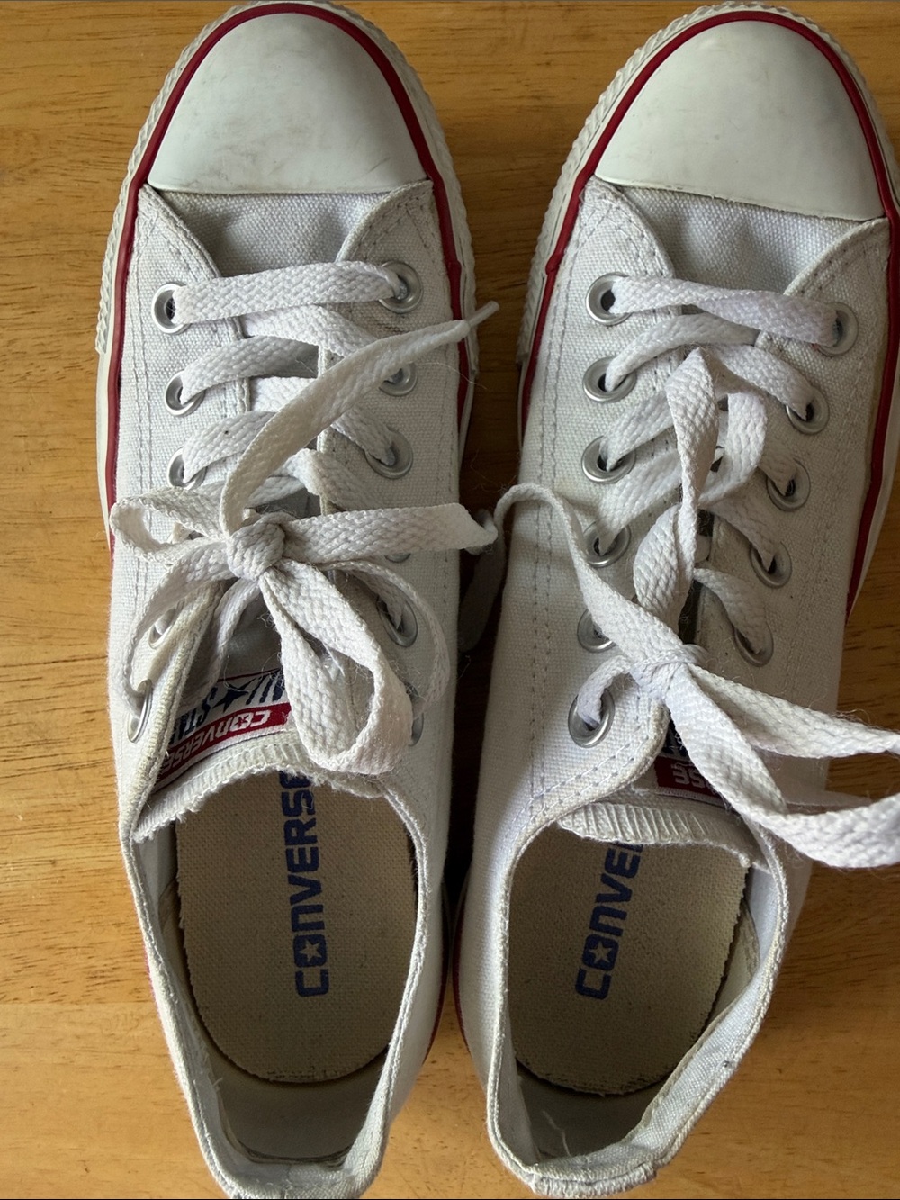 Converse Kids White Canvas Low-Top Sneakers with Red Trim